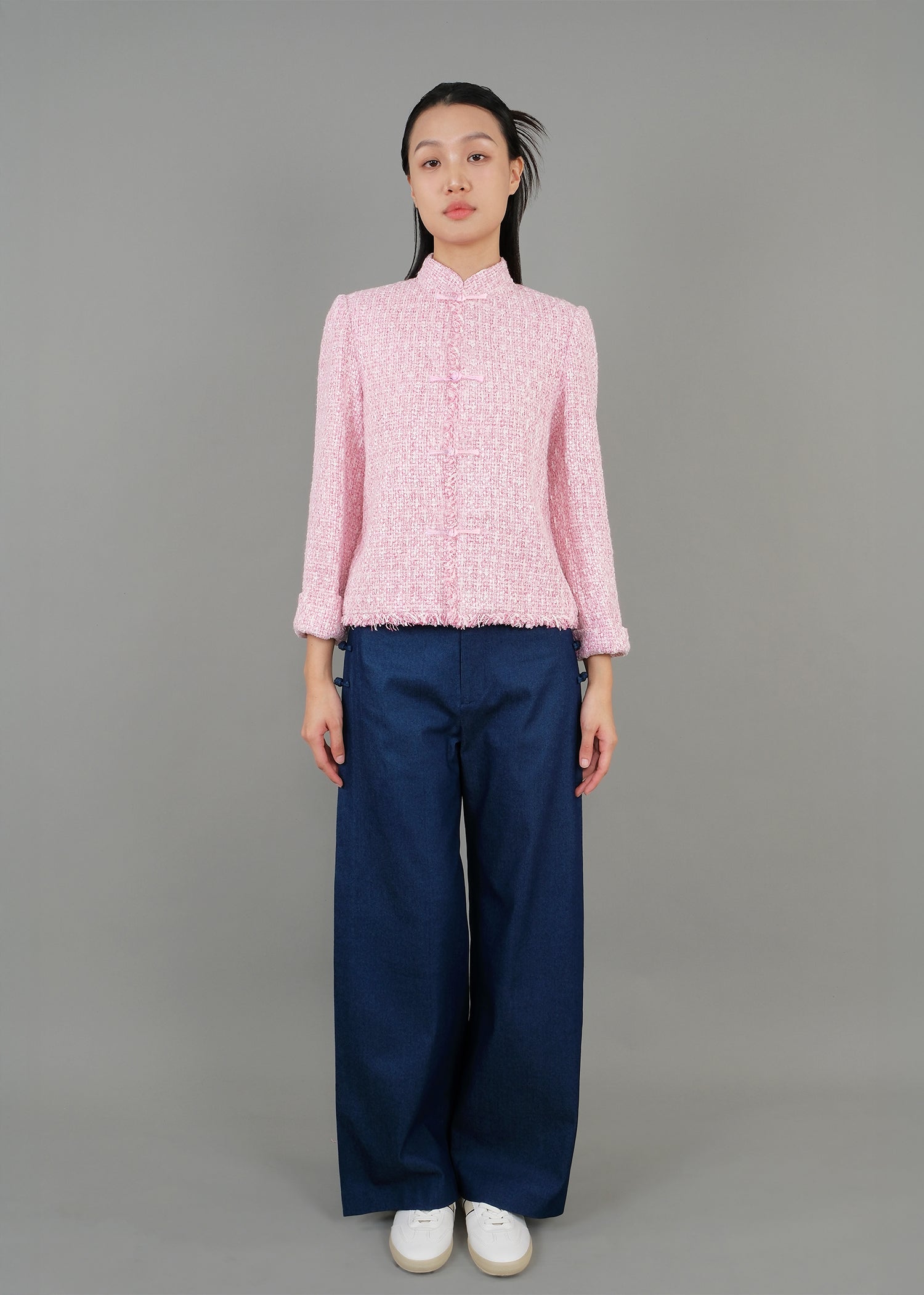 粗花呢唐裝外套 (草莓粉紅色)