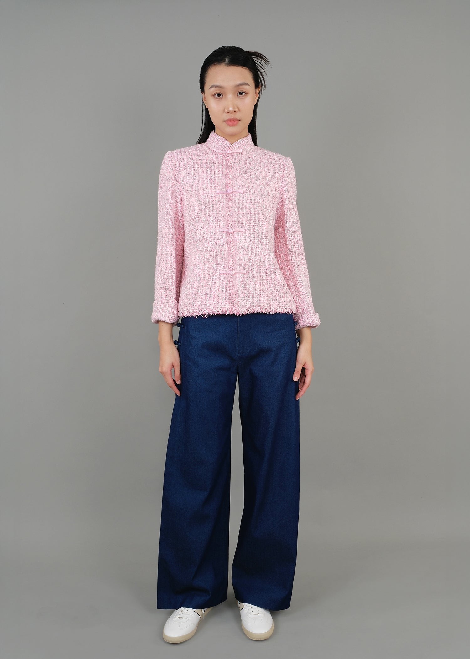 粗花呢唐裝外套 (草莓粉紅色)