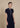 Short Sleeves Knit Zipper Qipao (Dark Blue)