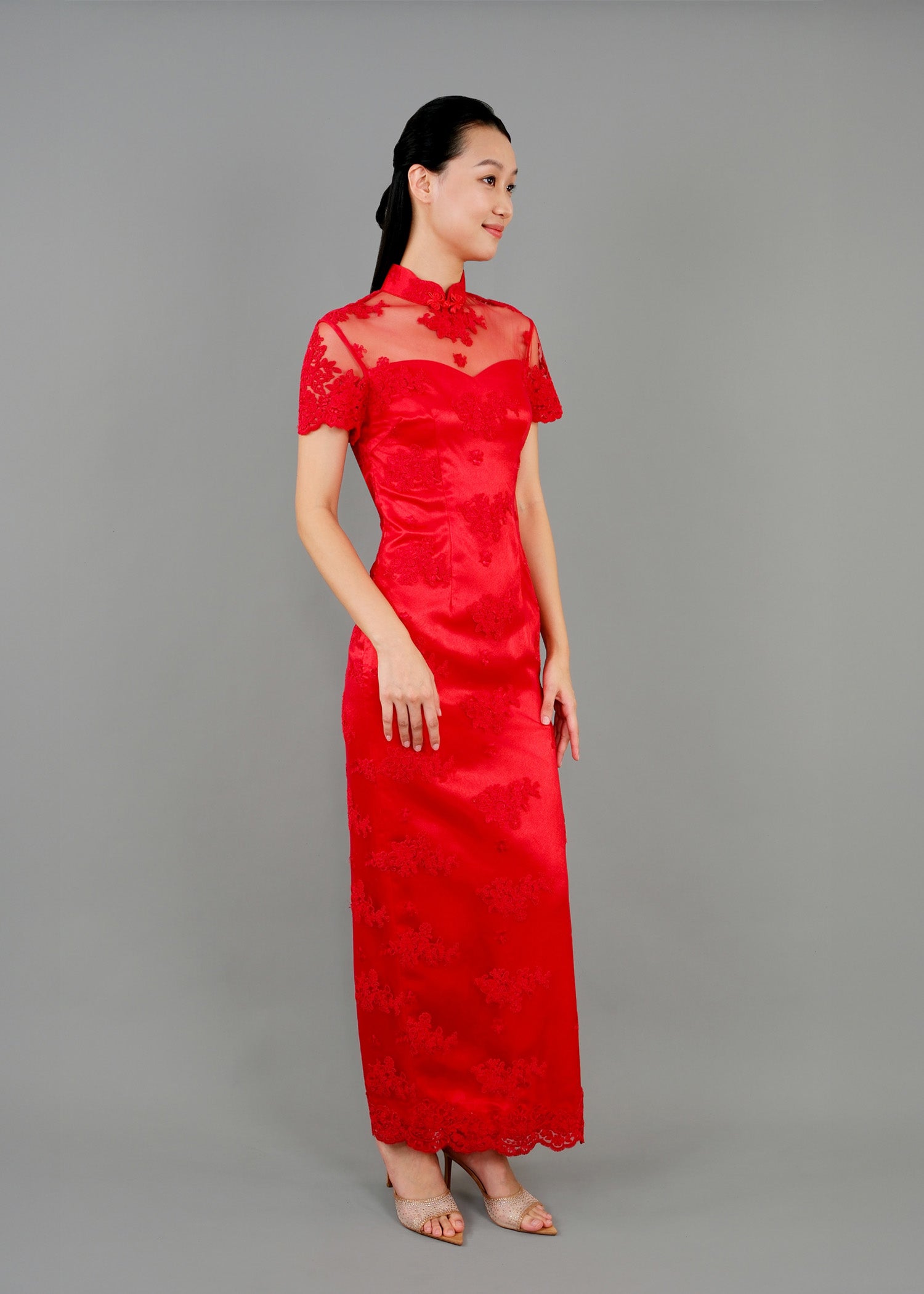Red Rosemary Open Back Sheath Qipao (Red) - RTW