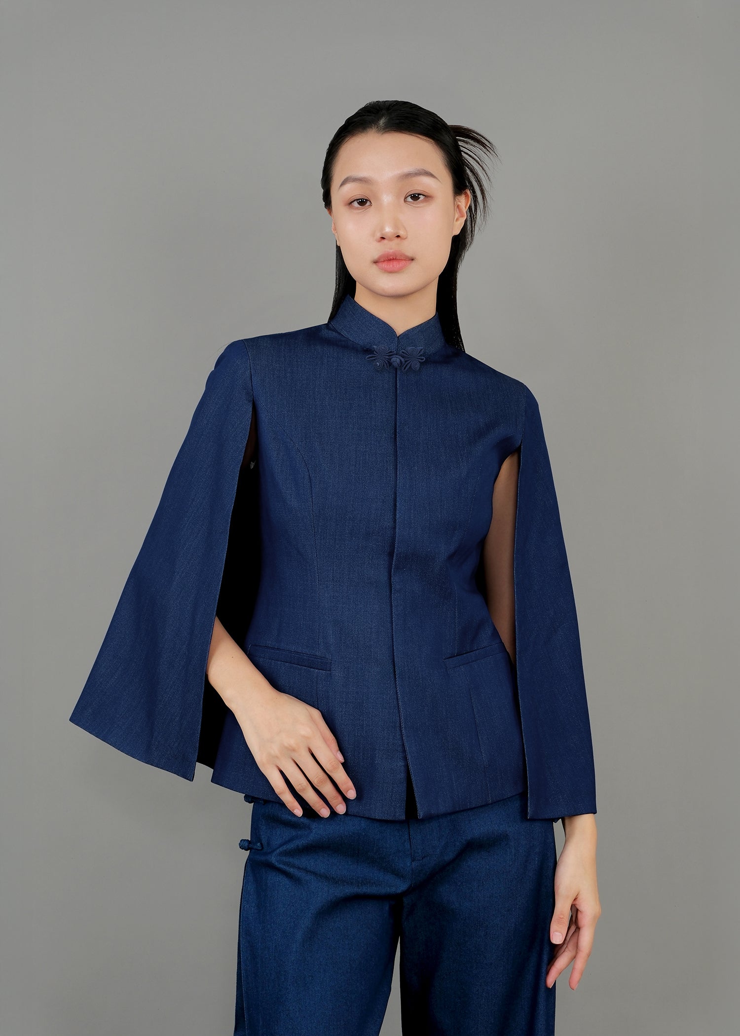 Denim Qipao Cape