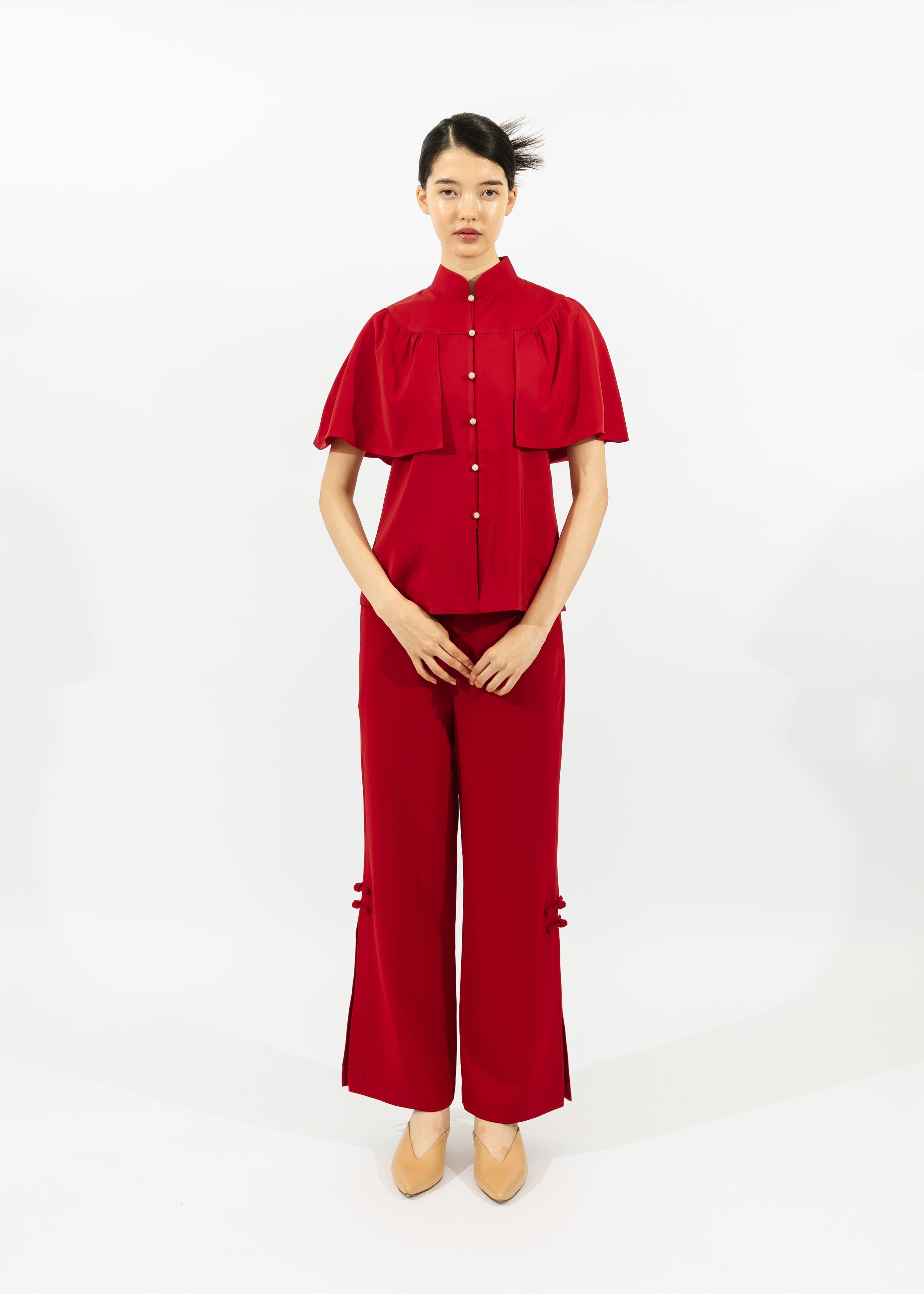 World of Ying x Qipology — Red Cape Blouse