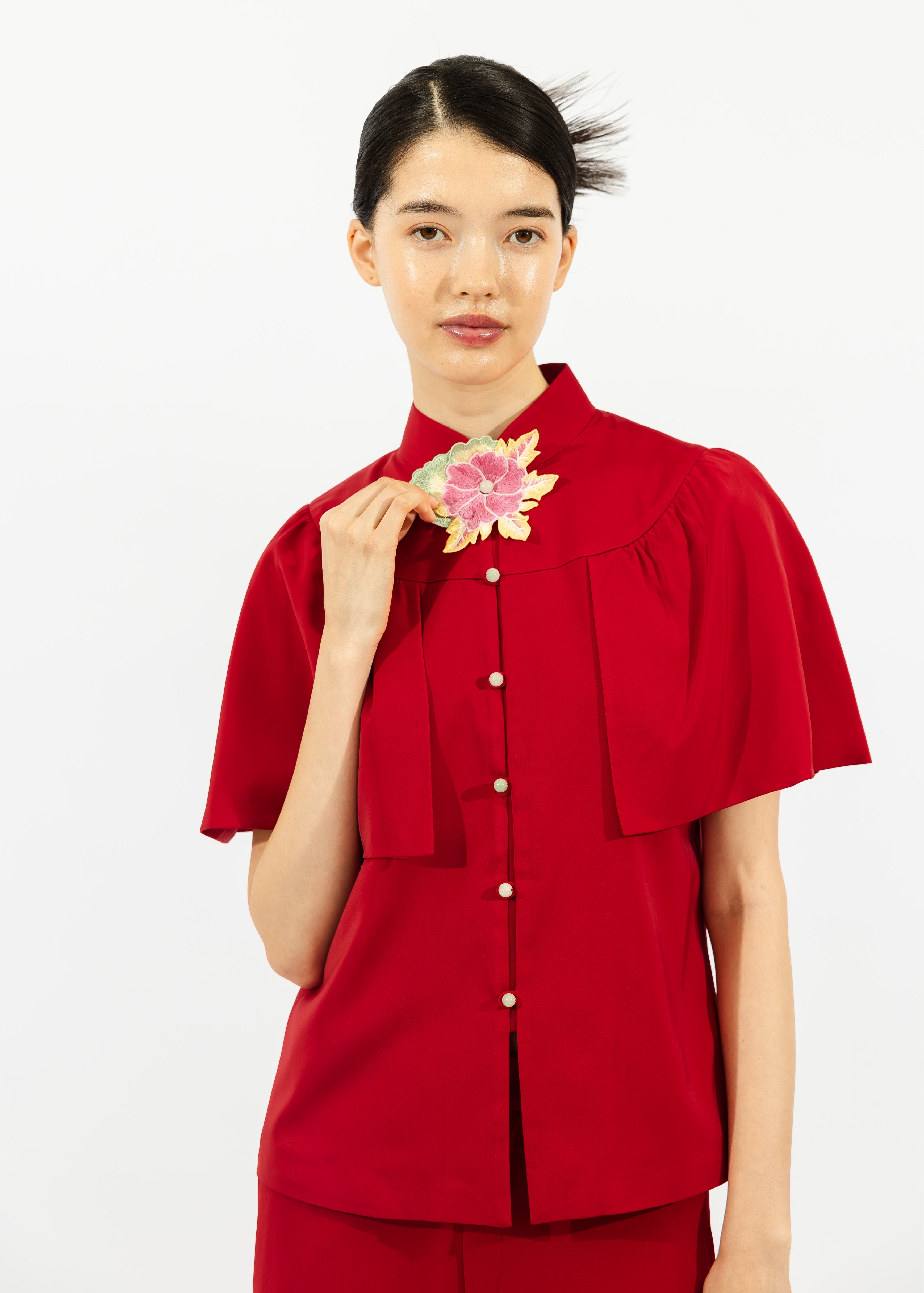 World of Ying x Qipology — Red Cape Blouse