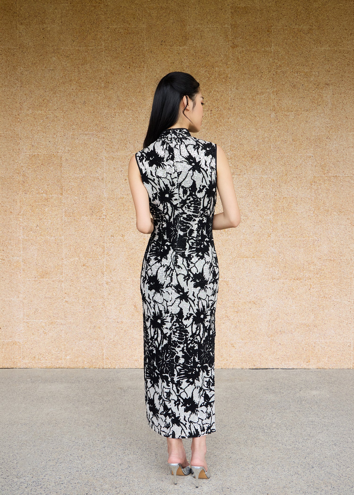 Sequinned Qipao (Black/ Silver)