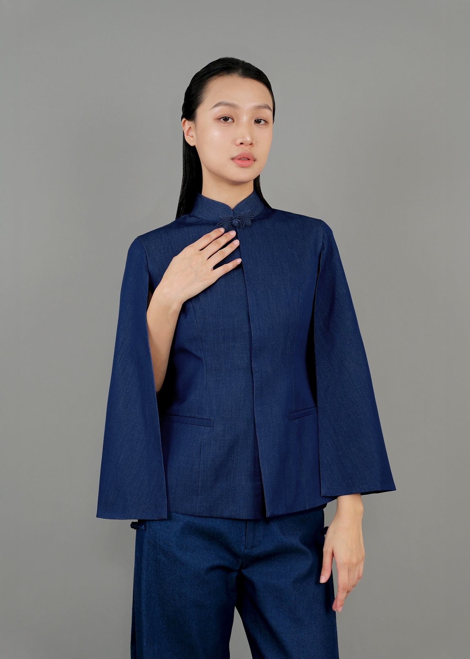 Denim Qipao Cape