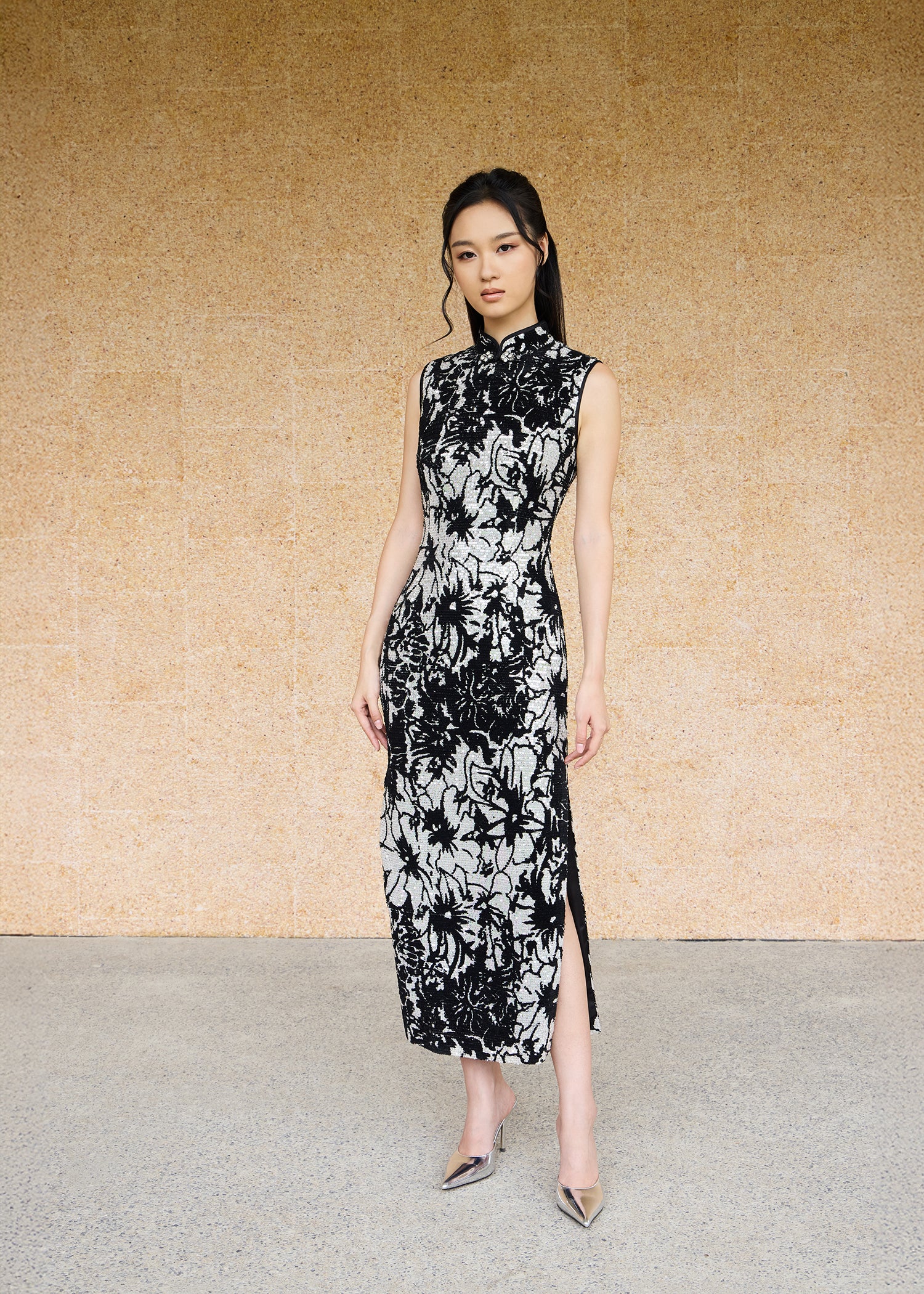 Sequinned Qipao (Black/ Silver)