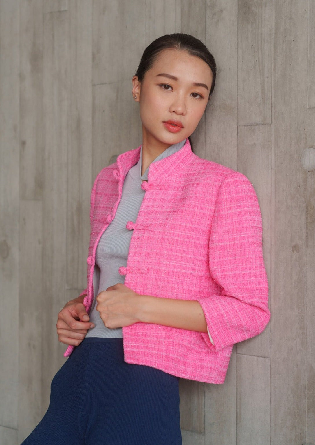 Cropped Tweed Tang Jacket (Pink Lady)