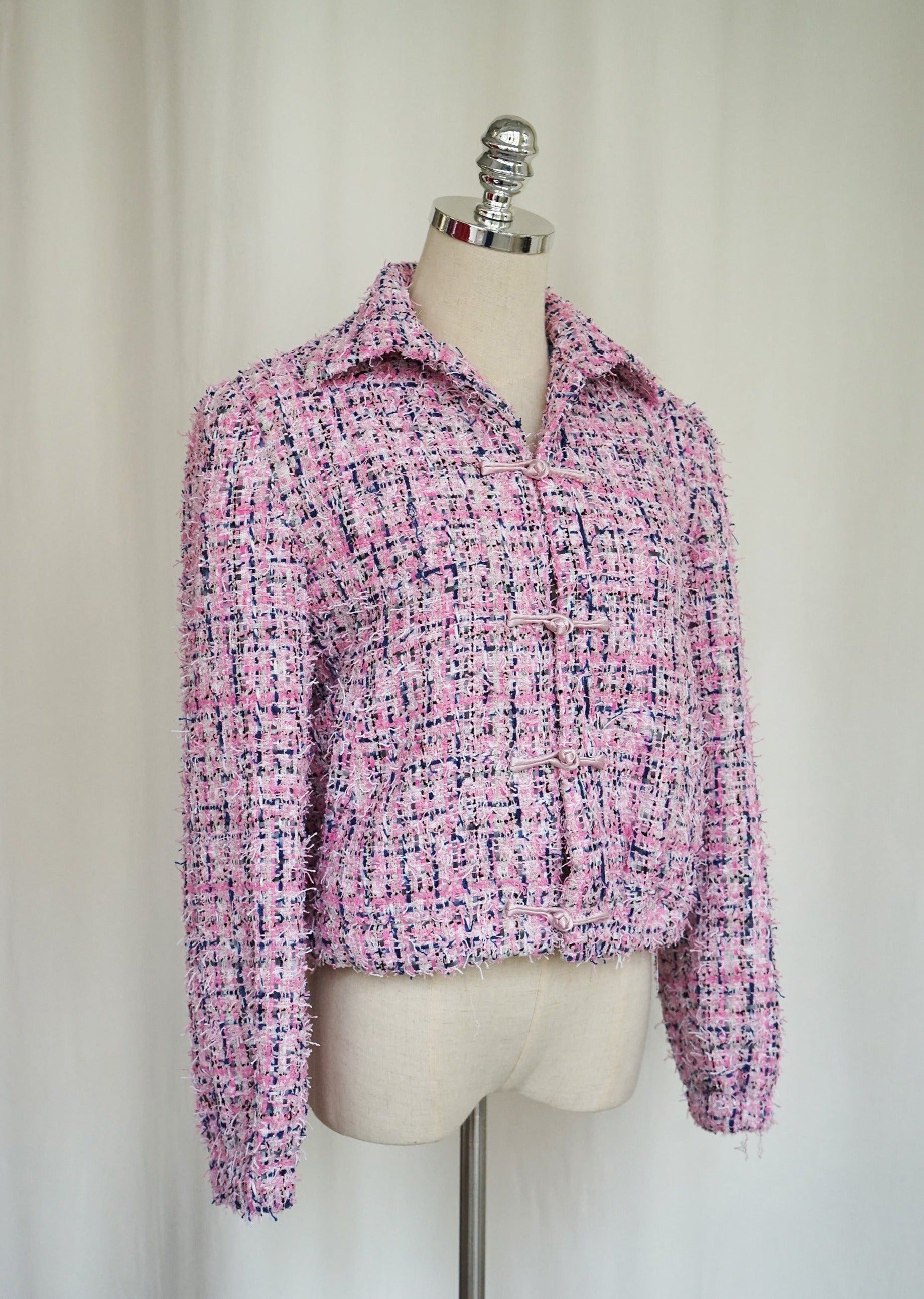 Tweed Biker Jacket (Mixed Pink)