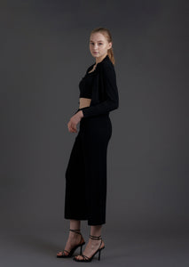 Two Piece Knitted Cardigan Set (Black)