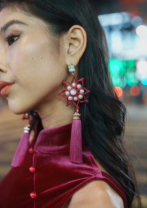 Floral Pankou Tassel Earrings