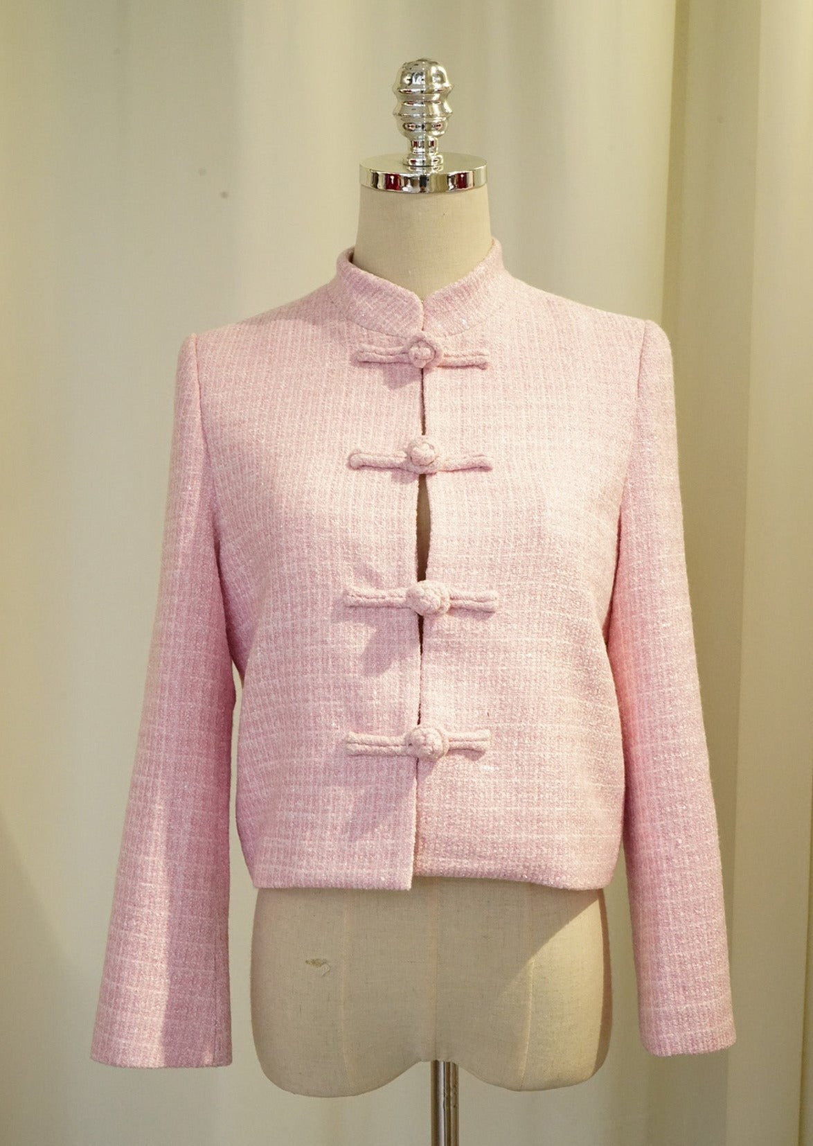 Cropped Tweed Tang Jacket (Sparkly Pink)