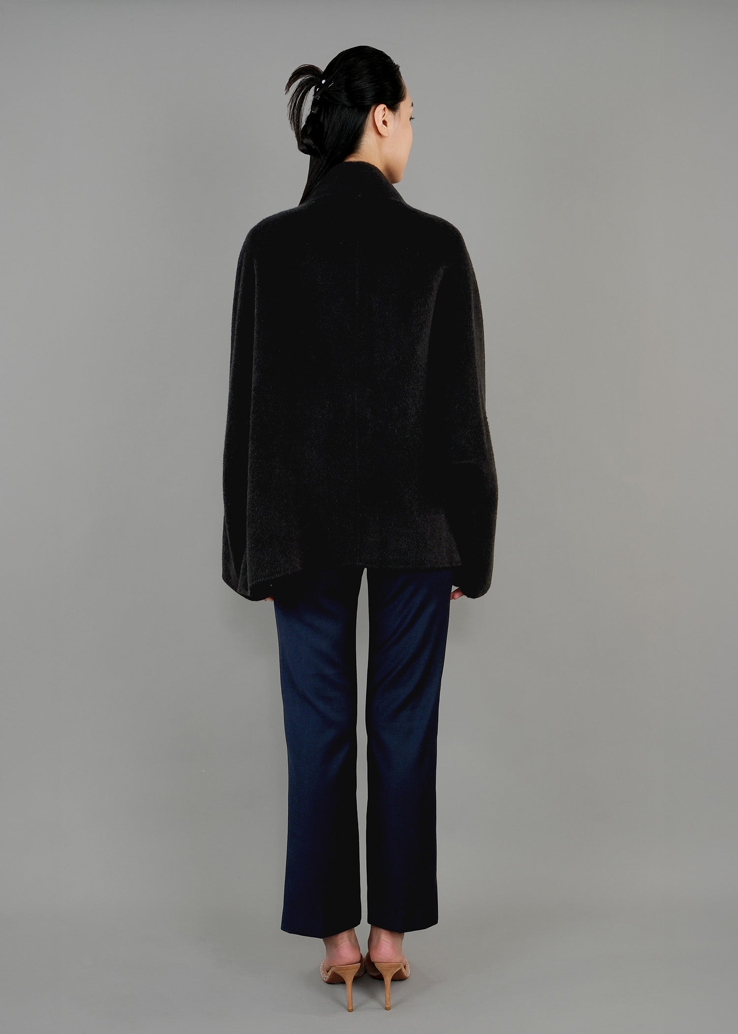 寬鬆盤扣開襟外套 (黑色)