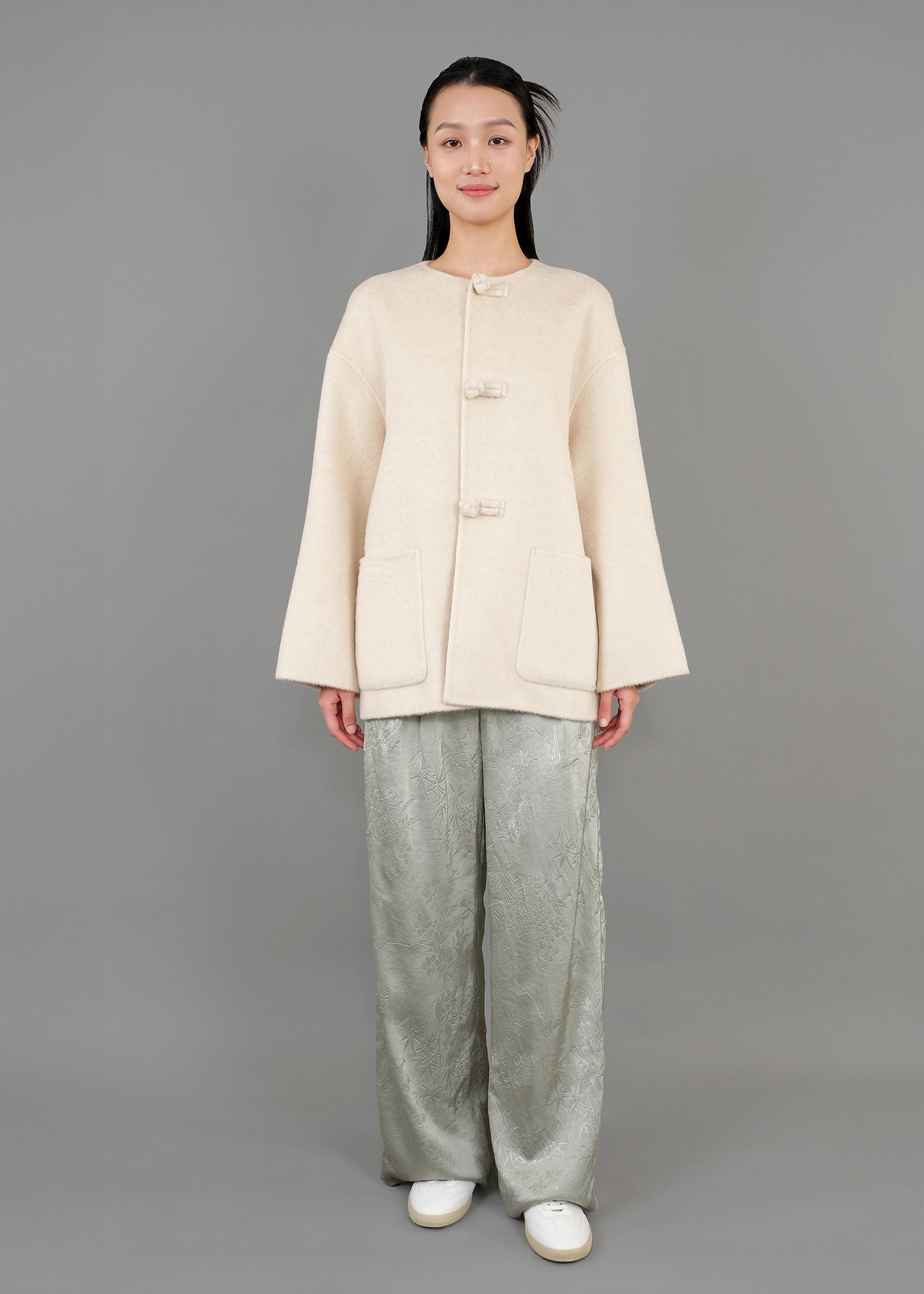 圓領唐裝外套 (淺米色)