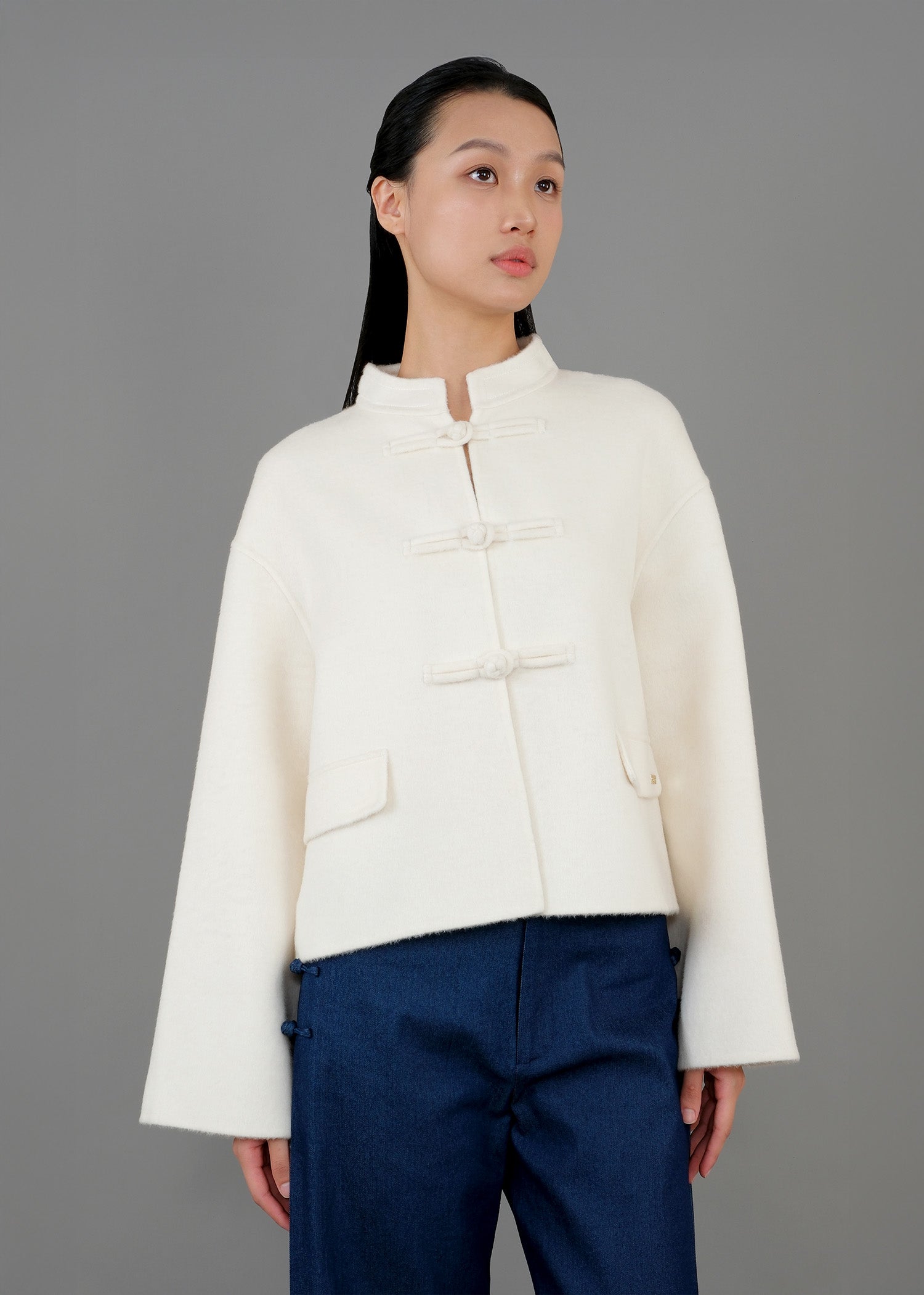 短款唐裝外套 (香草白色)