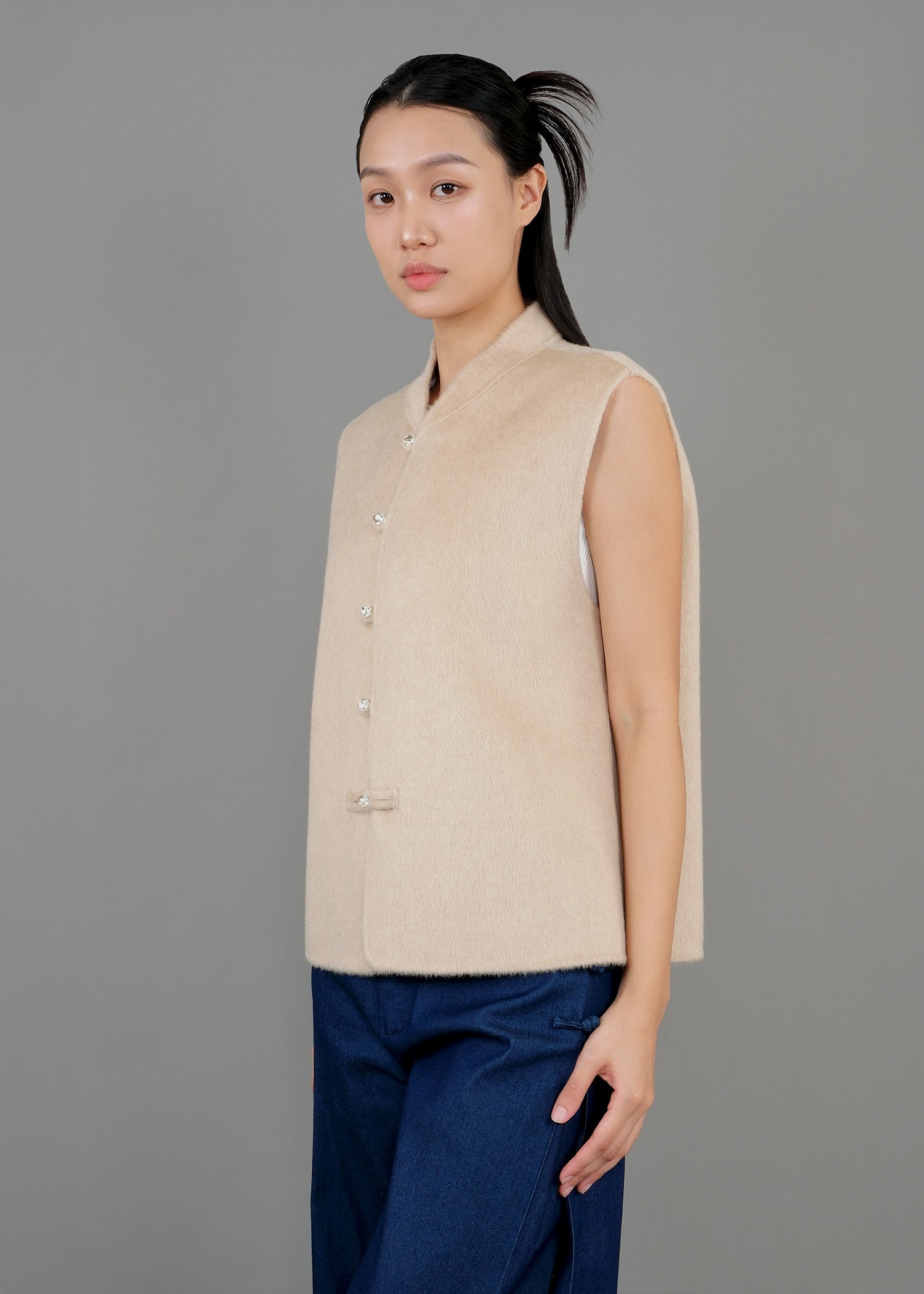 駱駝毛唐裝馬甲 (淺褐色)