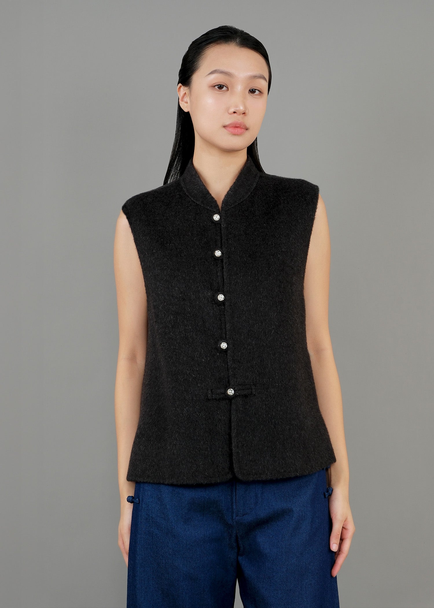 駱駝毛唐裝馬甲(黑色)