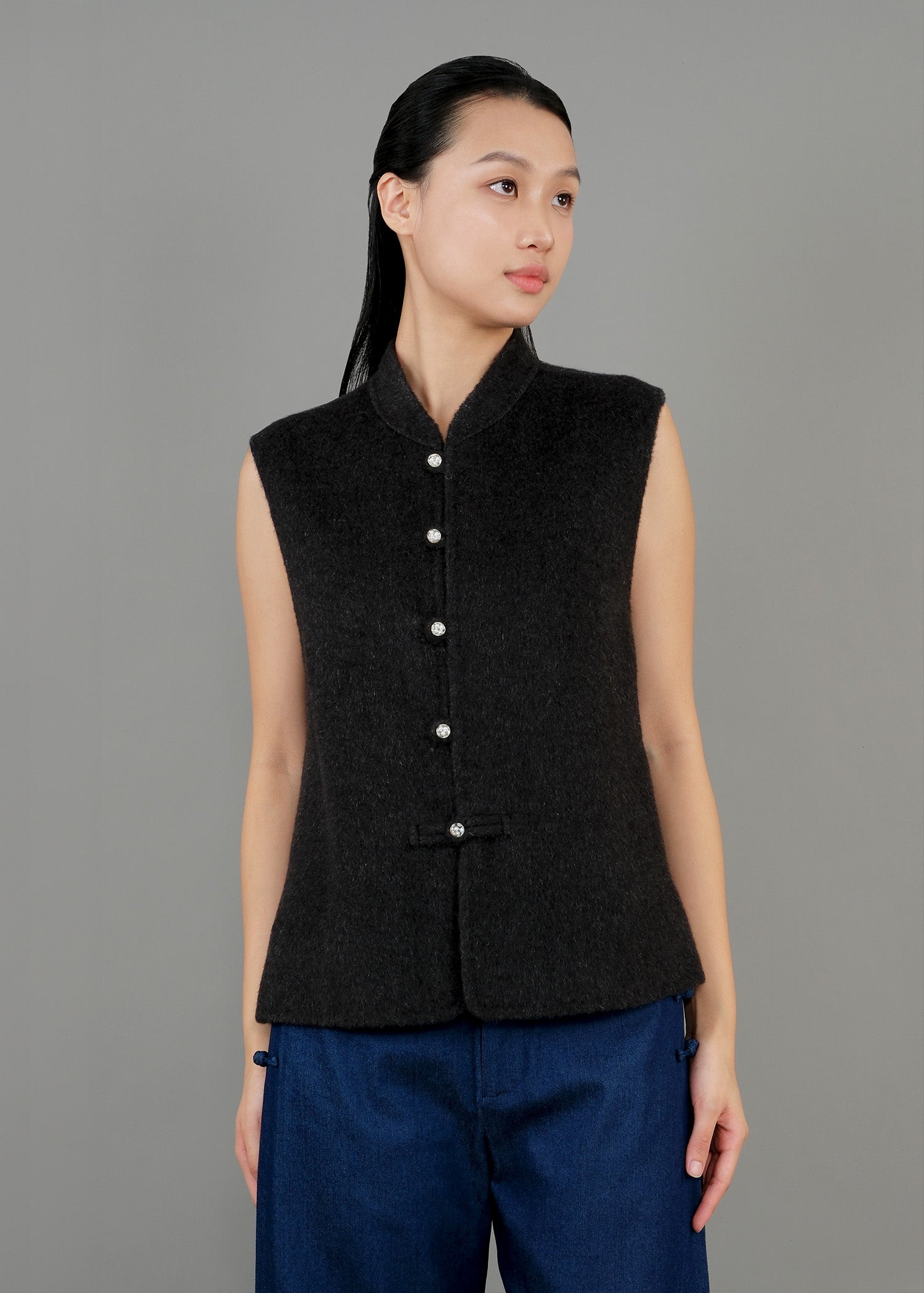 駱駝毛唐裝馬甲(黑色)