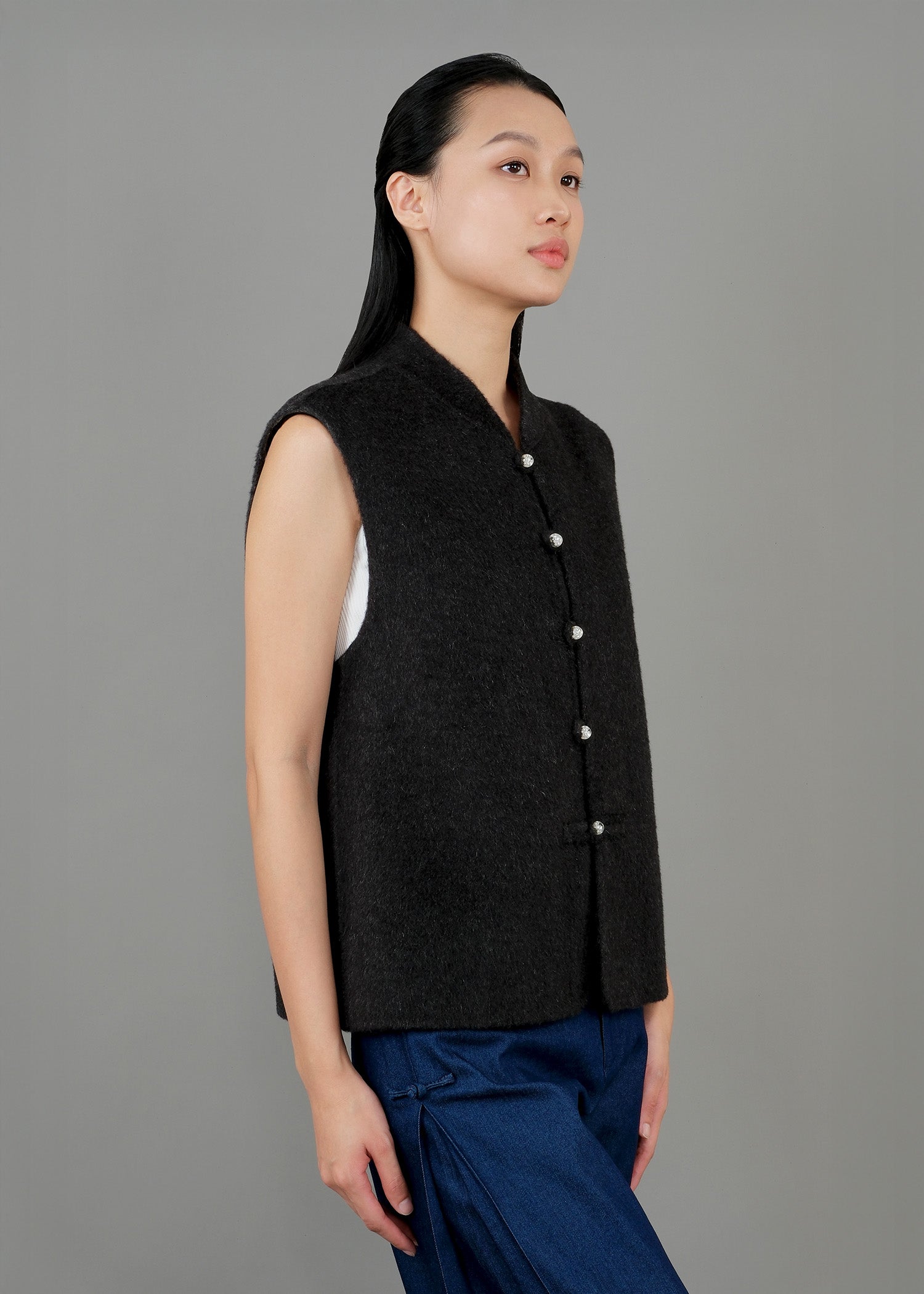 駱駝毛唐裝馬甲(黑色)