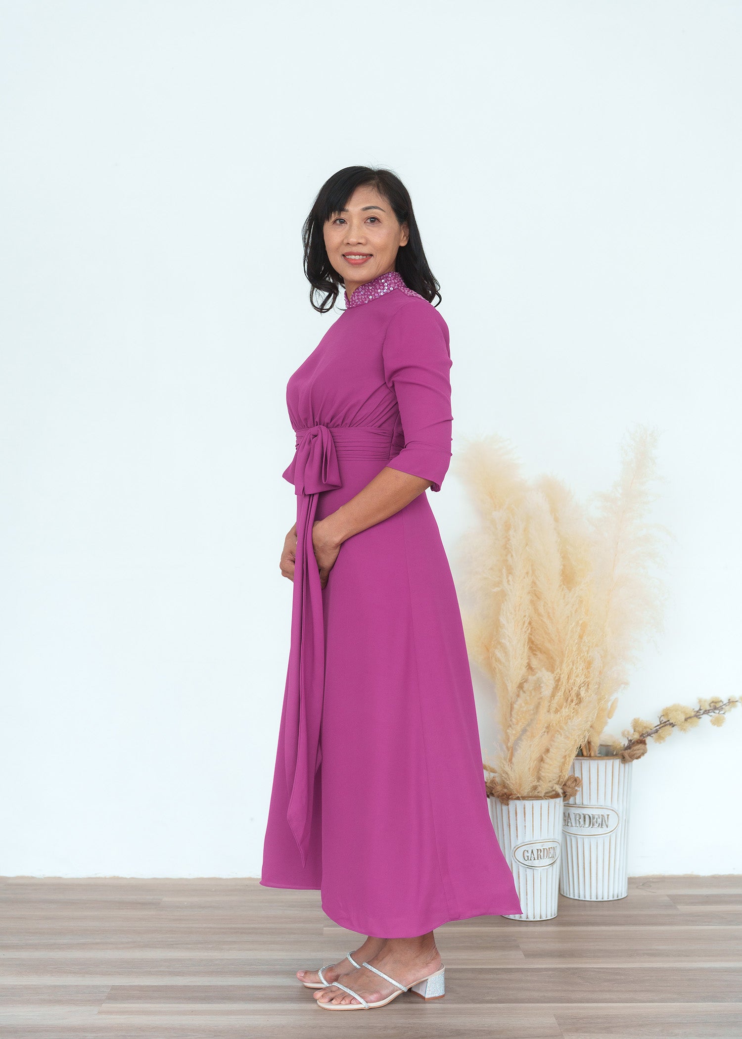 Acacia珠飾A字西式旗袍