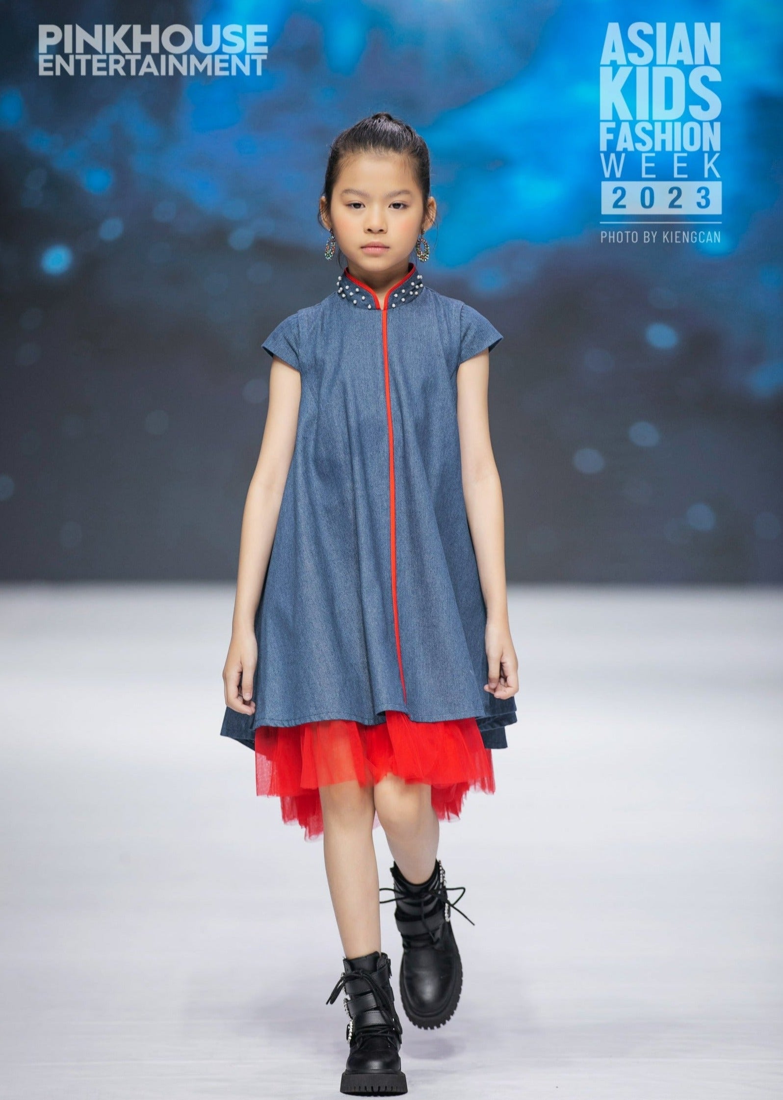 China Doll Kids Qipao (Denim/ Red)