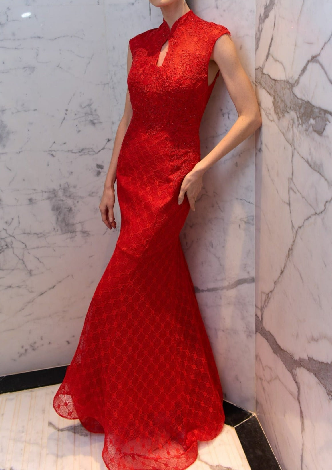 Red Anthurium水滴領新娘禮服<br>