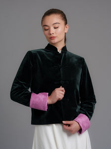 Cropped Velvet Tang Jacket