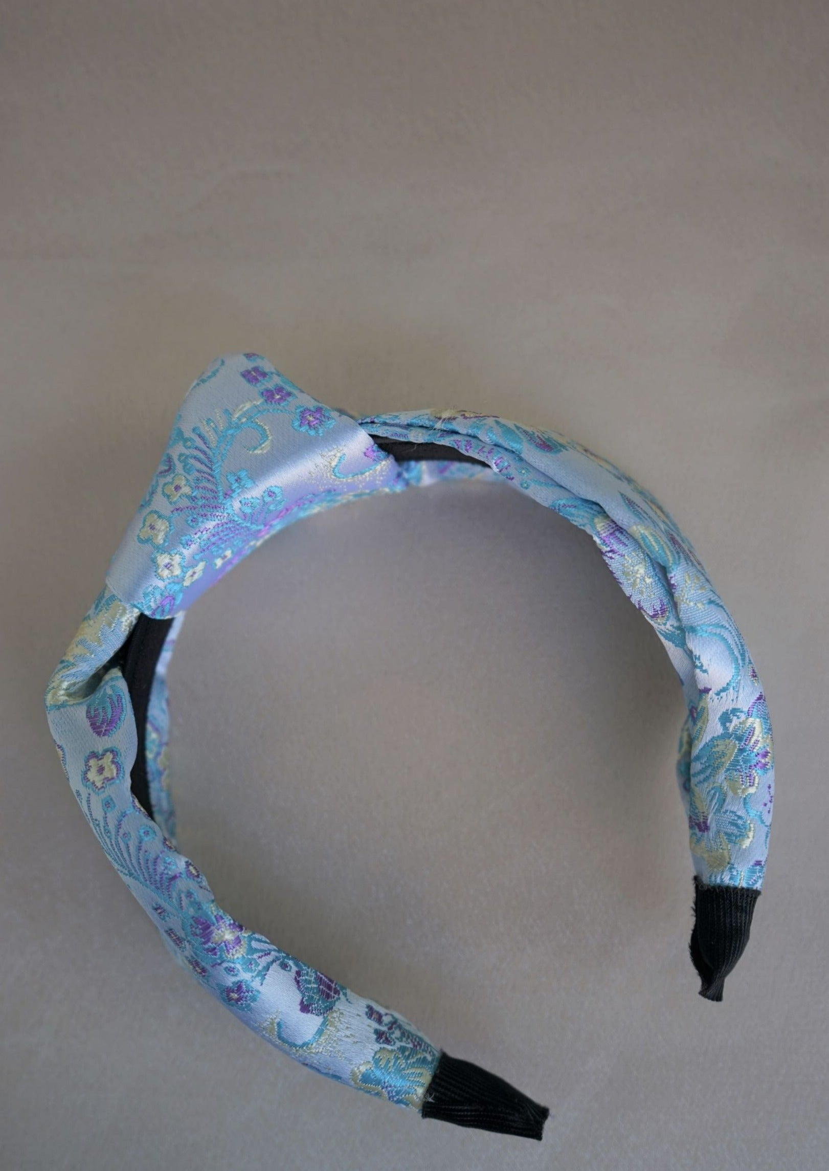 Oriental Twist Brocade Headband (Silver Blue)