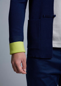 Unisex Knitted Tang Jacket (Dark Blue / Lime)