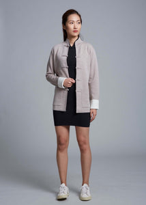 Unisex Knitted Tang Jacket (Taupe/ Off White)